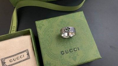 구ㅉ 더블G 아라베스크 엔그레이빙 실버 링 와이드밴드