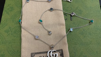 구ㅉ 더블G 스털링 실버 펜던트 목걸이 자개, 터키석