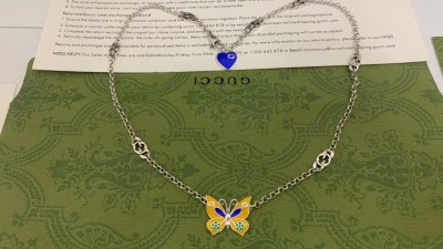 구ㅉ 트레이드마크 하트 & 버터플라이 스털링 실버 목걸이