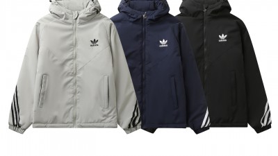 [NORMAL] 공용 아ㄷ다스 삼선 트레포일 백로고 후드 패딩점퍼 3컬러