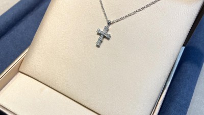 불ㄱ리 크로스 펜던트 목걸이 다이아 풀파베