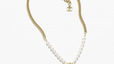 샤ㄴ 글래스 펄 메탈체인 초커 목걸이