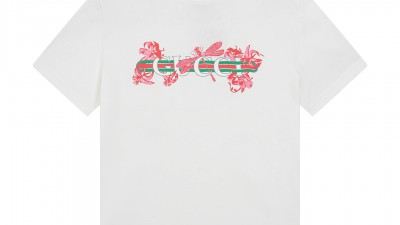 [공용] 구ㅉ 핑크 프린트 디테일 코튼 저지 티셔츠