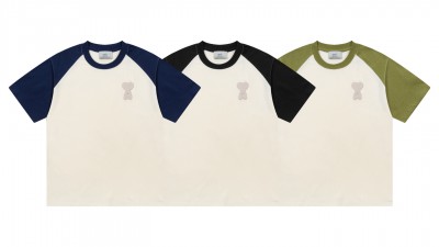 [공용] 아ㅁ 투톤 크로셰 패치 티셔츠 3컬러