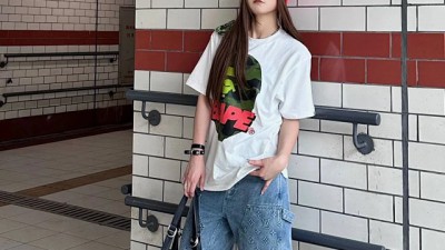 [세일]공용] 베ㅇ프 카모 레터링 빅 에이프 헤드 티셔츠 2컬러