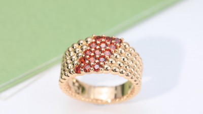 반ㅋ리프 빼를리 루비 링 5로우