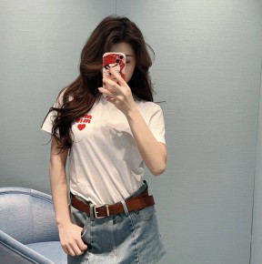 [세일] 미ㅇ미우 하트 로고 코튼 티셔츠