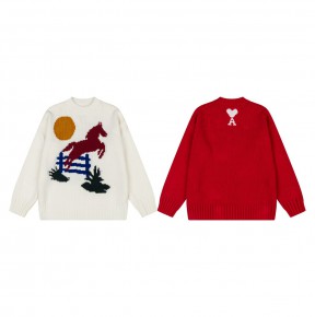 [공용] 아ㅁ 홀스 인타르시아 니트 스웨터 2컬러